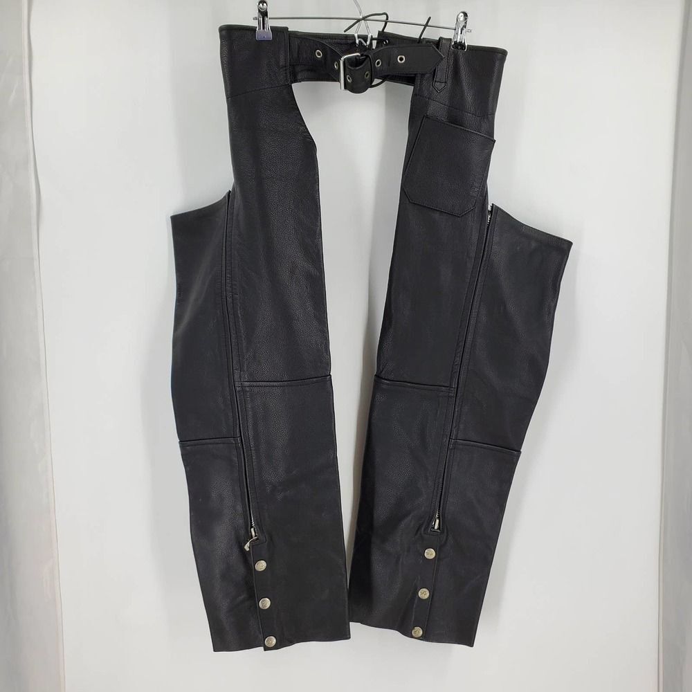 Z1R mens XL black leather motorcycle chaps